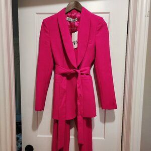 Zara Brand New Hot Pink Suit and Jacket Set